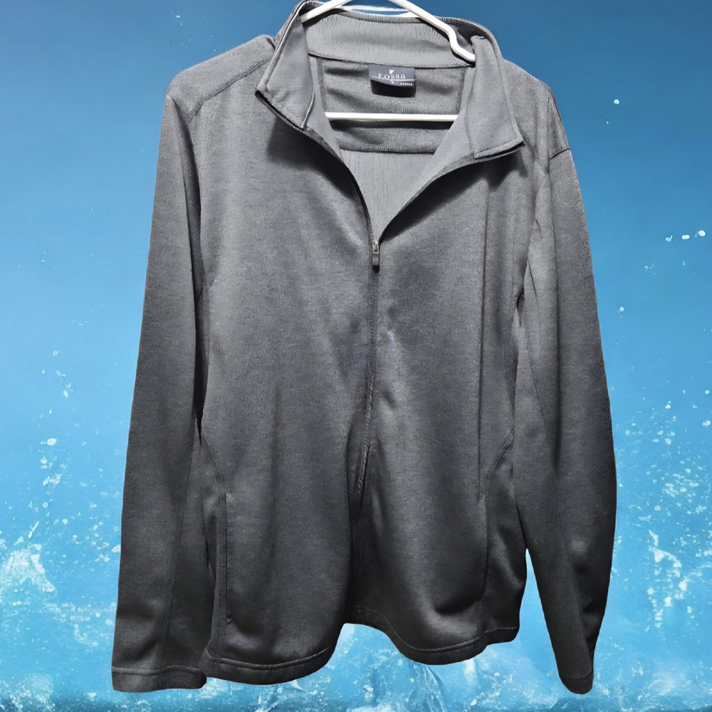 Fossa Apparel Performance Full Zip Jacket Heather Charcoal Gray Size Medium